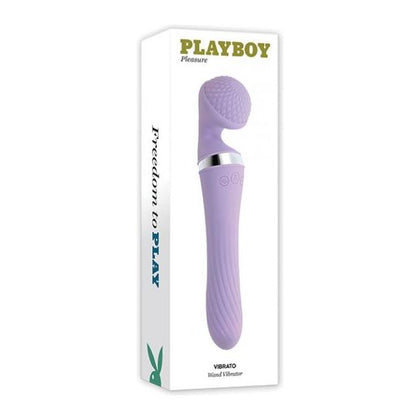 Introducing the Playboy Pleasure Vibrato Wand Vibrator in Lilac: Dual-Ended Vibrating Wand for Exhilarating External and Internal Stimulation - Model VV-001 - For Her - Adult Naughty Store