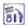 Pipedream Neon Vibrating Couples Kit - Mini Rabbit Vibe & Vibrating Cock Ring - Model NVCK-001 - Unisex Pleasure - Purple - Adult Naughty Store