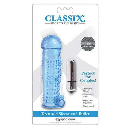 Classix Textured Sleeve & Mini Bullet Vibrator Blue - The Sensual Pleasure Combo for Him and Her