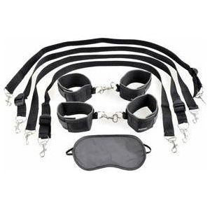 Fetish Fantasy Cuff and Tether Set Black - Versatile Bondage Kit for Couples, Adjustable Wrist and Ankle Restraints, Model FPC-123, Unisex, Sensual Pleasure, Black - Adult Naughty Store