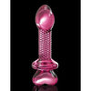 Pipedream Icicles No 82 Hand Blown Glass Ribbed Butt Plug - Pink, for Sensual Anal Pleasure