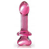 Pipedream Icicles No 82 Hand Blown Glass Ribbed Butt Plug - Pink, for Sensual Anal Pleasure