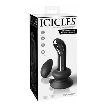 Luxurious Pleasure: Icicles No. 84 Hand Blown Glass Vibrating Butt Plug with Remote Control - Black