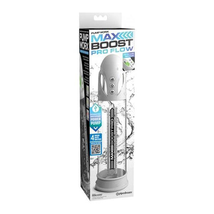 Introducing: Pump Work Max Boost Pro Flow Penis Pump - Model 4000 - Unisex - Genital Stimulation - White/Clear