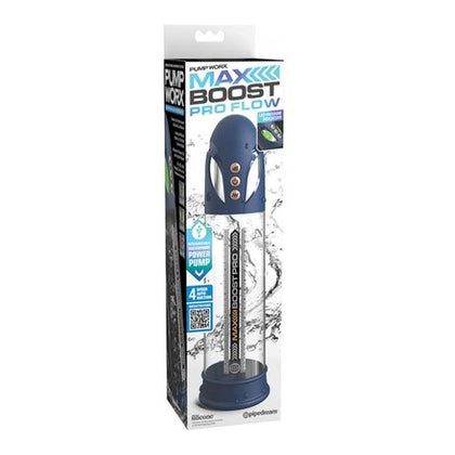 Introducing the Pump Max Boost Pro Flow Automatic Penis Pump - Model 2022L, for Men, for Ultimate Erection Enhancement in Blue/Clear 🚿🔵🍆