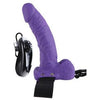 Fetish Fantasy Series 7-inch Vibrating Hollow Strap On with Balls - Purple, for Confident Men, Intense Pleasure