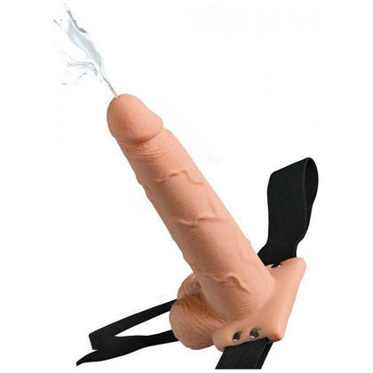 Fetish Fantasy Hollow Squirting Strap On with Balls - Beige, 7.5 inches, for Ultimate Pleasure and Confidence