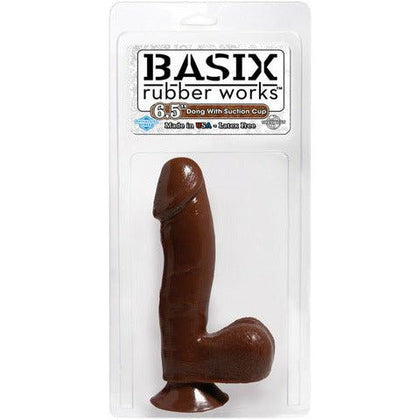 Basix Rubber Works 6.5in. Dong With Suction Cup - Premium Silicone Pleasure Device for Intimate Moments - Model BRW-65SC - Unisex - Designed for Sensational Internal Stimulation - Brown