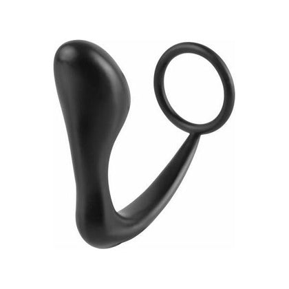 Elite Silicone Ass-Gasm Cockring Plug - Model AG-001 - Male Prostate Stimulation - Black