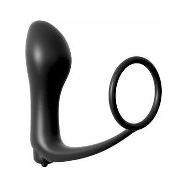 Pipedream Anal Fantasy Ass Gasm Vibrating Plug Cock Ring - Model AGVR-001 - Male Prostate Stimulation and Performance Enhancing Pleasure - Black