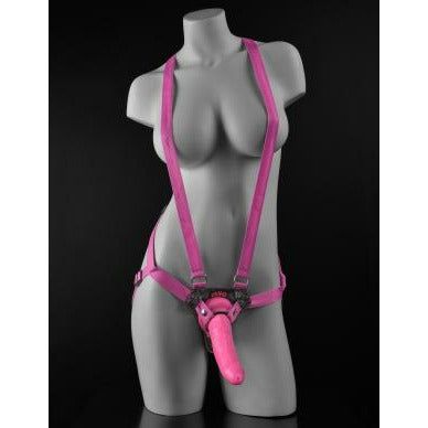 Dillio 7-Inch Strap On Suspender Harness Set - Pink - Ultimate Pleasure for Women