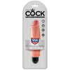 King Cock 6 inches Vibrating Stiffy Beige - Realistic American-Made Multi-Speed Vibrator for Intense Pleasure - Adult Naughty Store