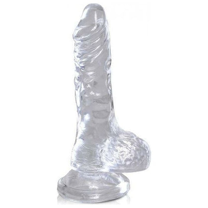 King Cock Clear 4 Inches Realistic Dildo with Balls - Model KC-4CLR - Unisex Pleasure Toy for Intimate Delights - Transparent