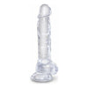 King Cock Clear 8 Inches Realistic Dildo with Balls - Model KC-8CLR - Unisex Pleasure Toy - Translucent