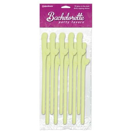 Bachelorette Party Favors Glow-In-The-Dark Dicky Sipping Straws - Fun and Functional Penis-Shaped Straws for Adults - 10pc Set