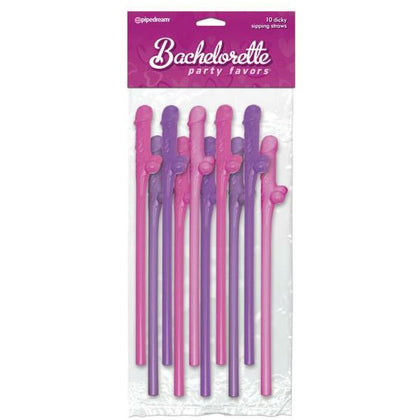 Bachelorette Party Favors Dicky Sipping Straws Pink-Purple 10pc.

Introducing the Sensual Delights™ Dicky Sipping Straws - Model DS10-PKPU - For Her Pleasure - Pink-Purple (Pack of 10)