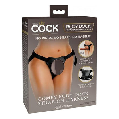 King Cock Elite Comfy Body Dock Strap-On Harness - Black, Ultimate Pleasure for Couples and Individuals - Adult Naughty Store