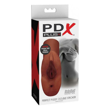 PDX Plus Perfect Pussy Double Stroker - Brown - Adult Naughty Store