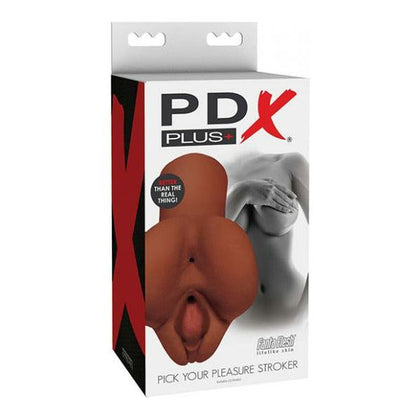 PDX Plus Pick Your Pleasure Stroker - Brown: The Ultimate Dual Hole Realistic Male Masturbator - Model PXP-2001 - For Him - Intense Pleasure for Both Anal and Vaginal Stimulation - Adult Naughty Store