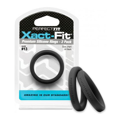 Perfect Fit Xact Fit #13 Black Pack Of 2 Cock Rings: Premium Silicone Rings for Enhanced Pleasure - Adult Naughty Store