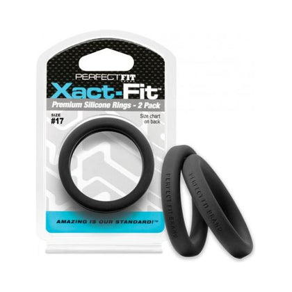 Perfect Fit Xact-Fit #17 2 Pack Black Cock Rings - Premium Silicone Rings for Intense Pleasure and Perfect Fit - Adult Naughty Store