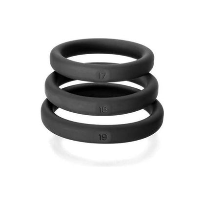 Perfect Fit Xact-Fit Cockring 3 Ring Kit M-L Black Silicone - Enhance Pleasure and Performance for Men