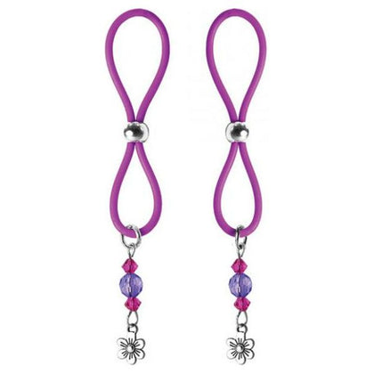 Bijoux de Nip Nipple Halos Flower Charm Purple - Silicone Body-Safe Nipple Loops for Sensual Pleasure