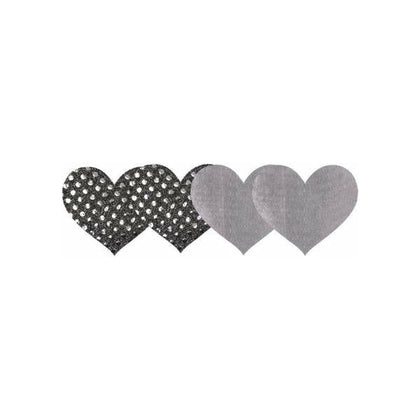 Peekaboos Dark Angel Hearts Silver Premium Pasties - Seductive Self-Adhesive Lingerie Accessory for Women - Model DAH-001 - Enhances Sensual Appeal and Confidence - Suitable for Nipple Pleasure - One Size Fits All