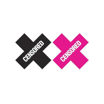 Xgen Products Peekaboos Censored Pasties - 2 Pairs (Black/Pink) - X-Shaped Nipple Covers for All Genders - Enhance Intimate Moments - One Size Fits Most - Adult Naughty Store