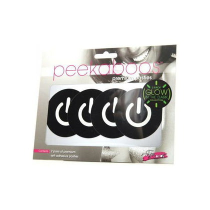 Peekaboos Glow In The Dark Power Button - Premium Pasties for Women - Model P2GB-001 - Enhance Your Intimate Moments with Luminous Pleasure - Pack of 2