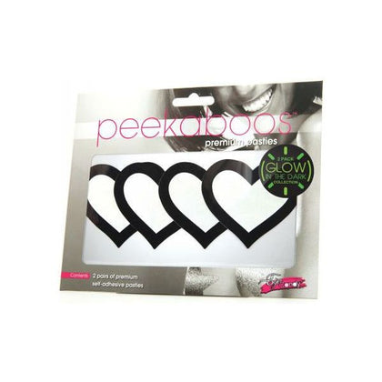 Peekaboos Premium Pasties - Glow in the Dark Hearts - Pack of 2 - Women's Lingerie - Model PPH-2 - Nipple Covers for Revealing Fashions - One Size Fits Most
