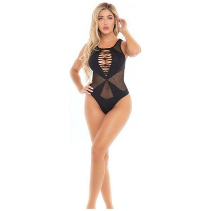 Pink Lipstick Highneck Bodysuit - Model HN-Black, Women's Lingerie for Seductive Style, Sensual Pleasure, and Perfect Fit (Size: One Size) - Adult Naughty Store