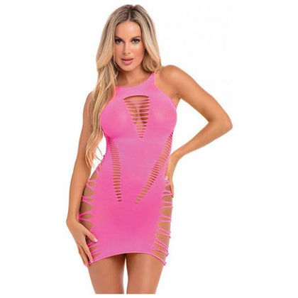 Back 2 Basixxx Pink Lipstick Rene Rofe High Neck Cut Out Lingerie Dress O-S Women's Pleasure Wear Size 4-12