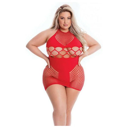 Pink Lipstick Queen Girl Gone Bad Dress - Seductive Red Lingerie Gown for Plus Size Women (Bust: 43in.-50in., Waist: 34in.-42in., Hip: 44in.-52in., Cup: D/DD, Dress: 16-22)