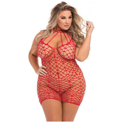 Pink Lipstick Shreds of Decency Queen Size Red Mini Dress Lingerie - Model SL-001X-3X - Women's Intimate Wear for Sensual Appeal and Comfort - Perfect for Bedroom Play - Size Range: 1X-3X