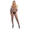 Pink Lipstick Risqué Crotchless Bodystocking Black M/L - Women's Erotic Lingerie for Intimate Pleasure, Model RSQB-001, Size M/L - Adult Naughty Store