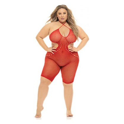 Pink Lipstick Fill Me In Bodystocking - Queen Size, Red, for Women, Sensual Full Body Coverage, Bust: 43in.-50in., Waist: 34in.-42in., Hip: 44in.-52in., Cup: D/DD, Dress: 16-22 - Adult Naughty Store