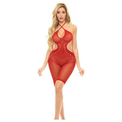 Pink Lipstick Fill Me In Bodystocking - Seductive Red, One Size, for Women's Intimate Pleasure - Adult Naughty Store