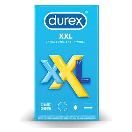 Durex XXL Extra Long and Wide Condoms - Pack of 12 | Straight Shaft | Nominal Width: 64mm | For Enhanced Pleasure | Transparent