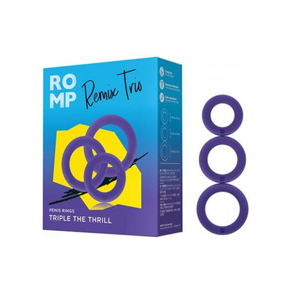 ROMP Remix Trio Penis Ring Set - Model X3X for Men - Enhances Erections - Purple