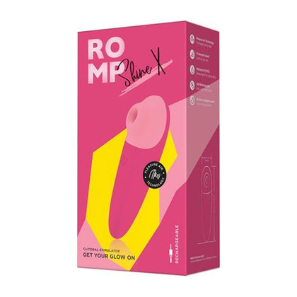 Introducing the ROMP Shine X Clitoral Vibrator - Pink: A Luxurious Clitoral Stimulator with Pleasure Air Technology, Featuring 10 Intensity Levels for Women - 2 Year Warranty