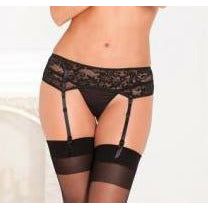 Introducing the Sensuelle Noir Lace Garter Belt - Model SN-GB001 - Women's M/L - For Seductive Stocking Support - Adult Naughty Store