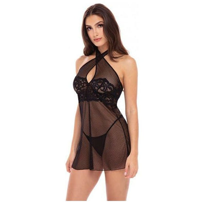 Rene Rofe Midnight Halter Chemise Set - Sensual Lingerie Ensemble RR-MSM-001 - Women's Intimate Wear for Seductive Nights - Size S/M - Adult Naughty Store