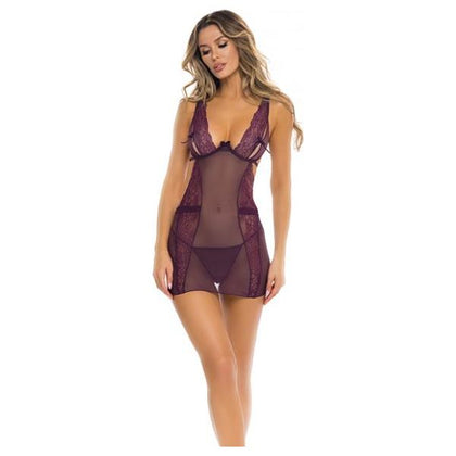 Rene Rofe Women's Purple Sneak Peak Chemise & G-String Set - Model No. M/L - Sexy Lingerie for B/C Cup Size - Sensual Intimate Apparel for Bedroom Pleasure - Size 10-12 - Adult Naughty Store