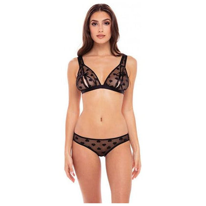 Rene Rofe Heart Mesh Peek-a-Boo Bra & Panties Set - Naughty Knickers S/M - Women's Intimate Lingerie for Sensual Play - Adult Naughty Store