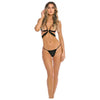 Rene Rofe Danger Zone Open Cup Bralette & G-String Black S/M: Sensual Intimates Set for Women, Model DRZ-001, Enhances Breasts and Offers Seductive Comfort in Black - Adult Naughty Store