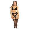 Rene Rofe Intimate Delights 3-Piece Set: Underneath It All Bra, Garter Belt & G-String - Black (S/M) - Adult Naughty Store