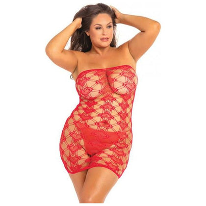 Rene Rofe Queen of Hearts Plus Size Tube Dress - Model RR-QOH-1X3X - Women's Red Lingerie for Curvy Queens - Sensual Pleasure Wear - Sizes 1X to 3X