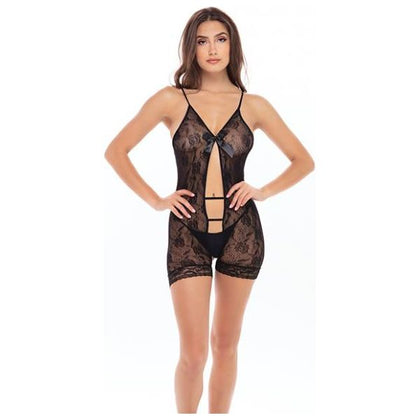 Rene Rofe After Party Bodysuit - Sensual Black Lace Lingerie, Model ARB-001, Women's Intimate Wear for Alluring Nights, Size: One Size Fits Most - Adult Naughty Store