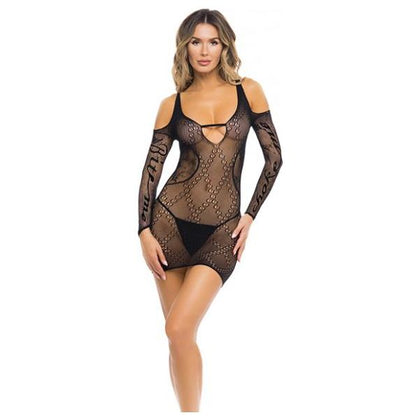 Rene Rofe Between The Lines V Chemise Black O/s: Sensual Lingerie for Women - Model V-001, Black Chemise for Intimate Moments - One Size Fits Most - Adult Naughty Store